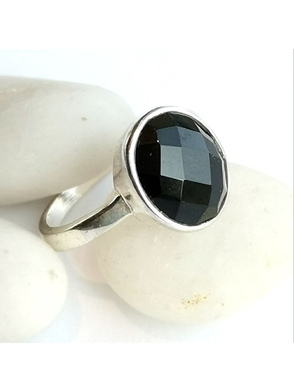 Sterling Silver Black Onyx Ring Size 6
